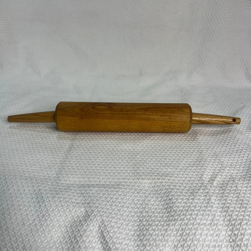 VTG Solid Wood Rolling Pin Free Sliding Tapered Handles Natural Grain‎ 17.5 Inch